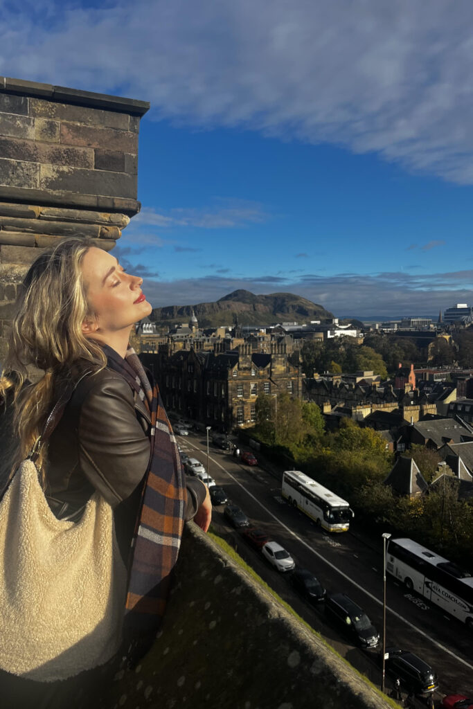 View of Arthur's Seat from the entrance to Edinburgh Castle