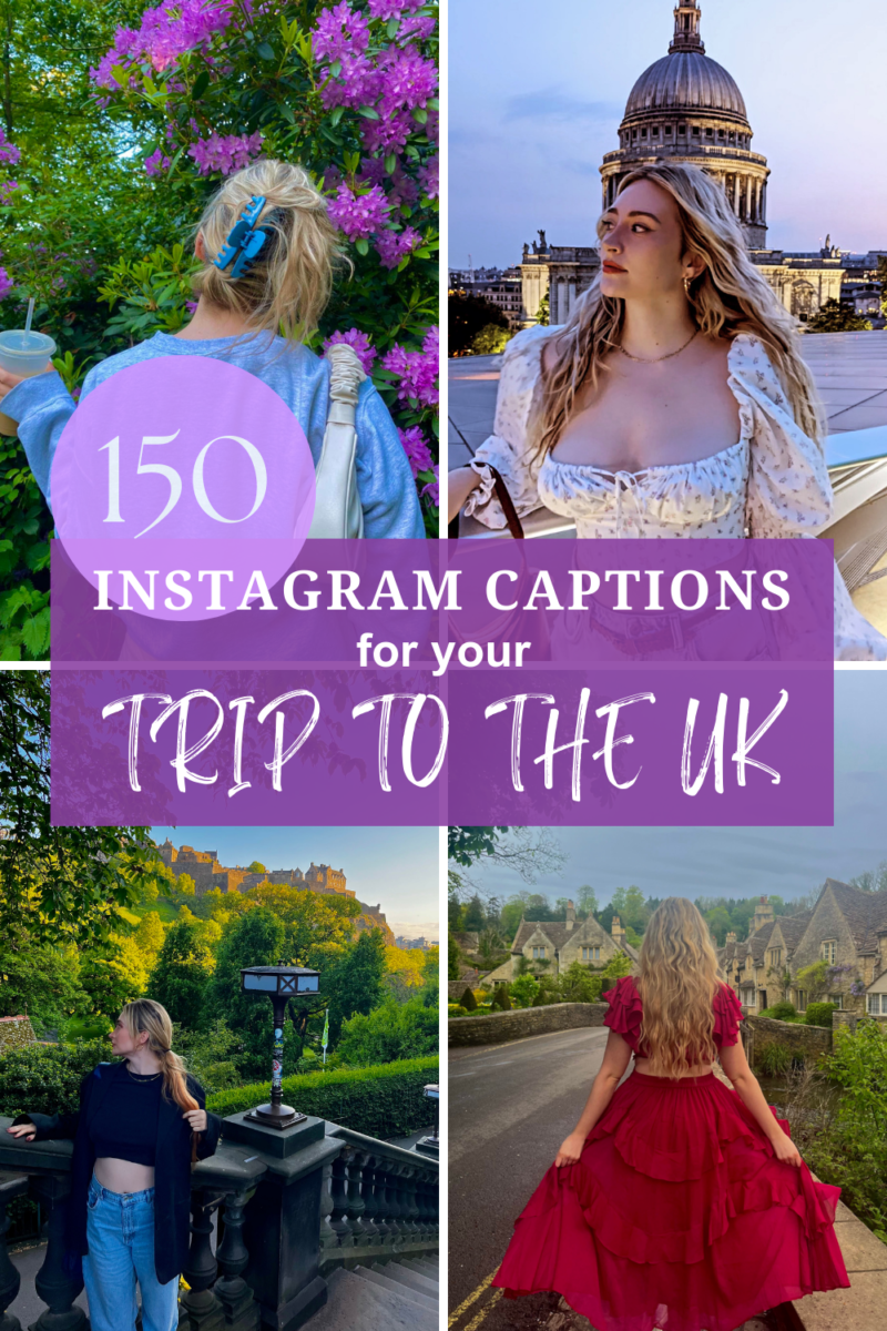 150 instagram captions, woman in London wearing red dress