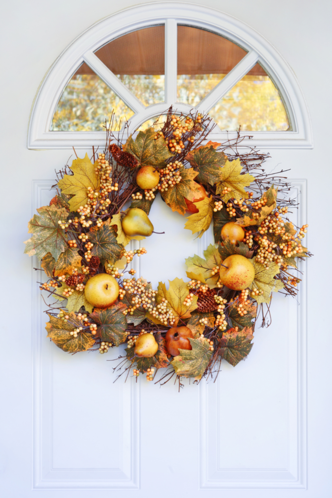 autumn wreath on door 