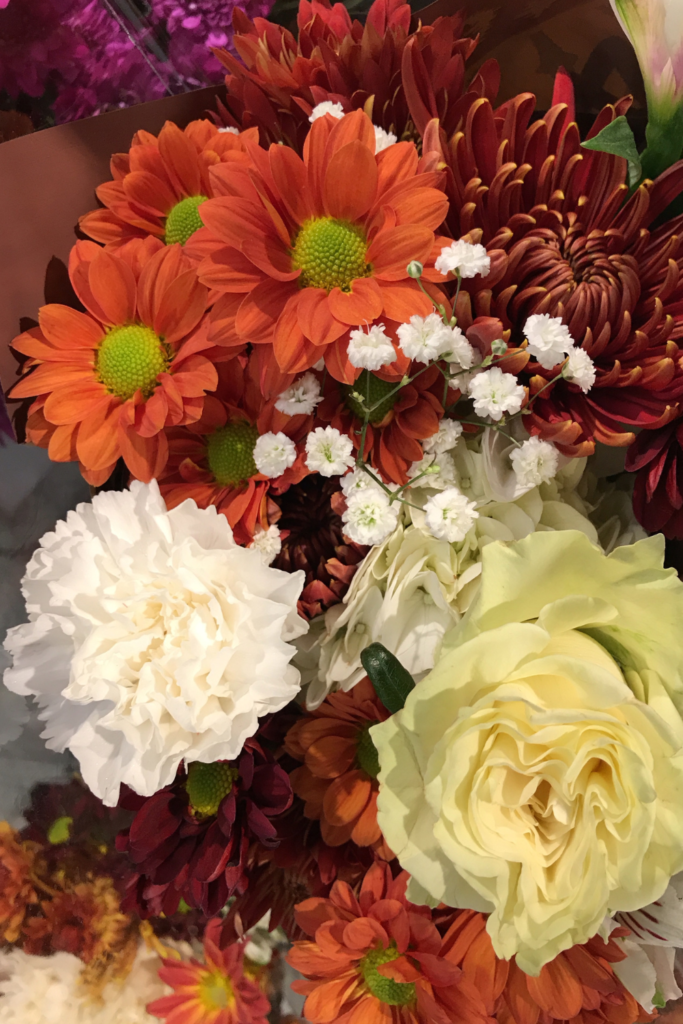 autumn bouquet of seasonal flowers 