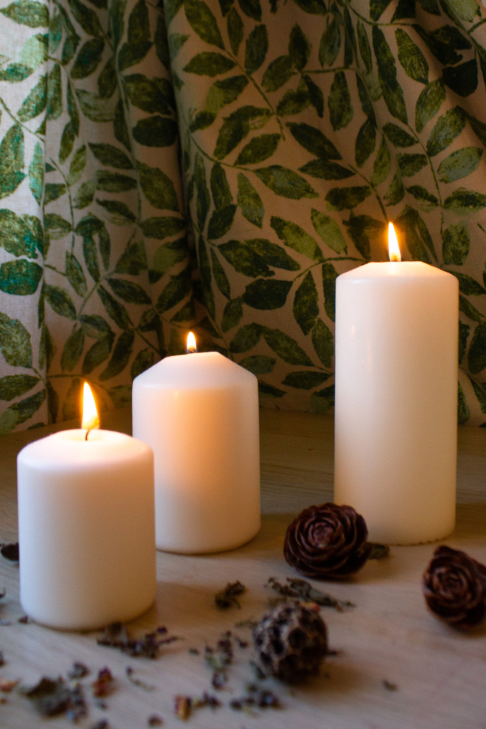 white pillar candles